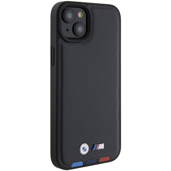 Kryt BMW BMHCP15M22PTDK Apple iPhone 15 Plus / 14 Plus Leather Stamp Tricolor black