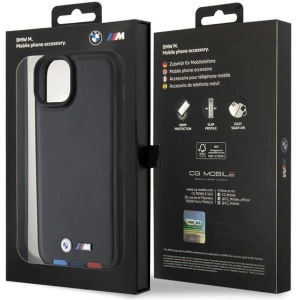 Hurtownia GSM - Etui BMW BMHCP15M22PTDK Apple iPhone 15 Plus / 14 Plus kožené razítko trikolóra černá/black - BMW519 - {ean13} - Hurt