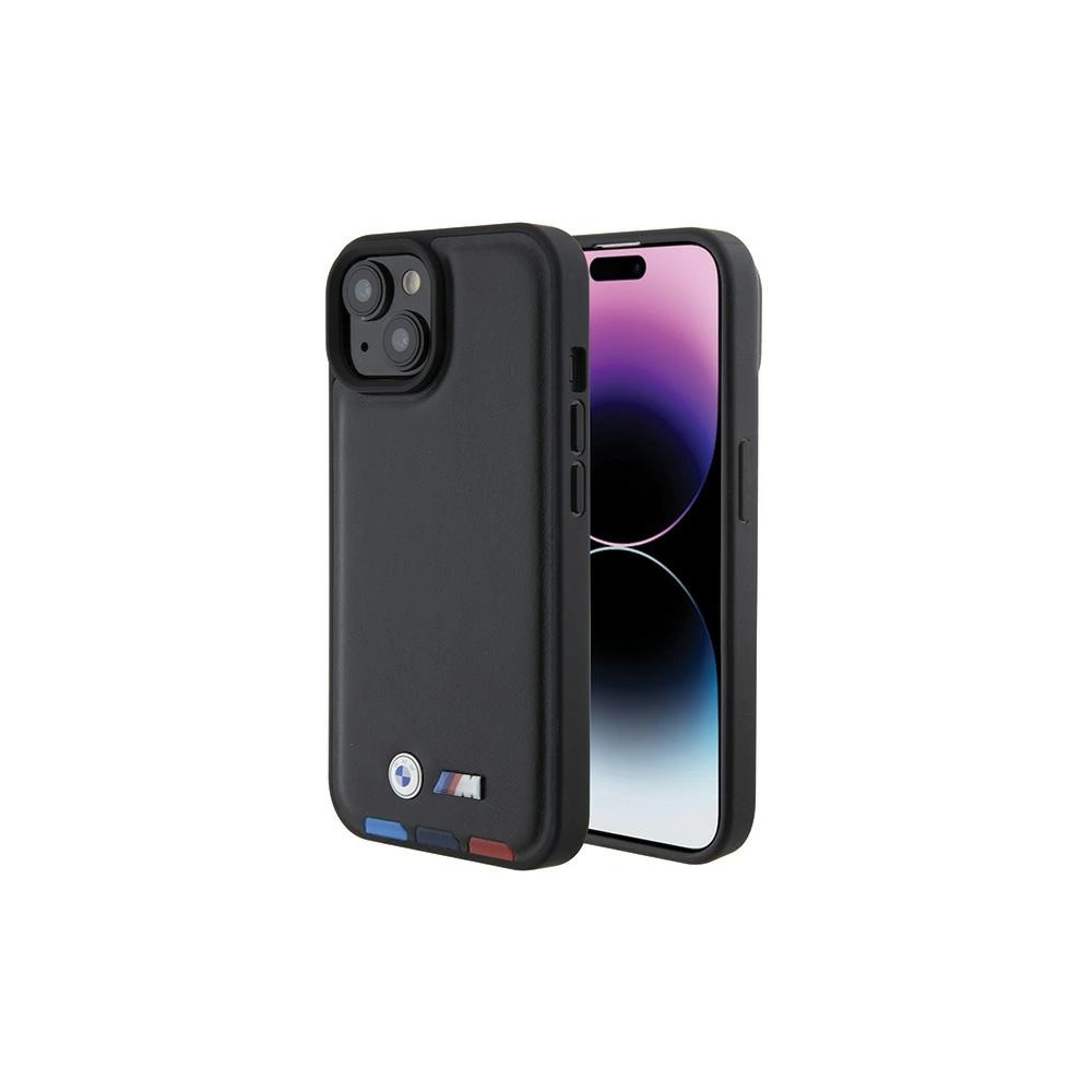 Hurtownia GSM - Etui BMW BMHCP15S22PTDK Apple iPhone 15 bőr bélyeg trikolor fekete/black - BMW520 - {ean13} - Hurt