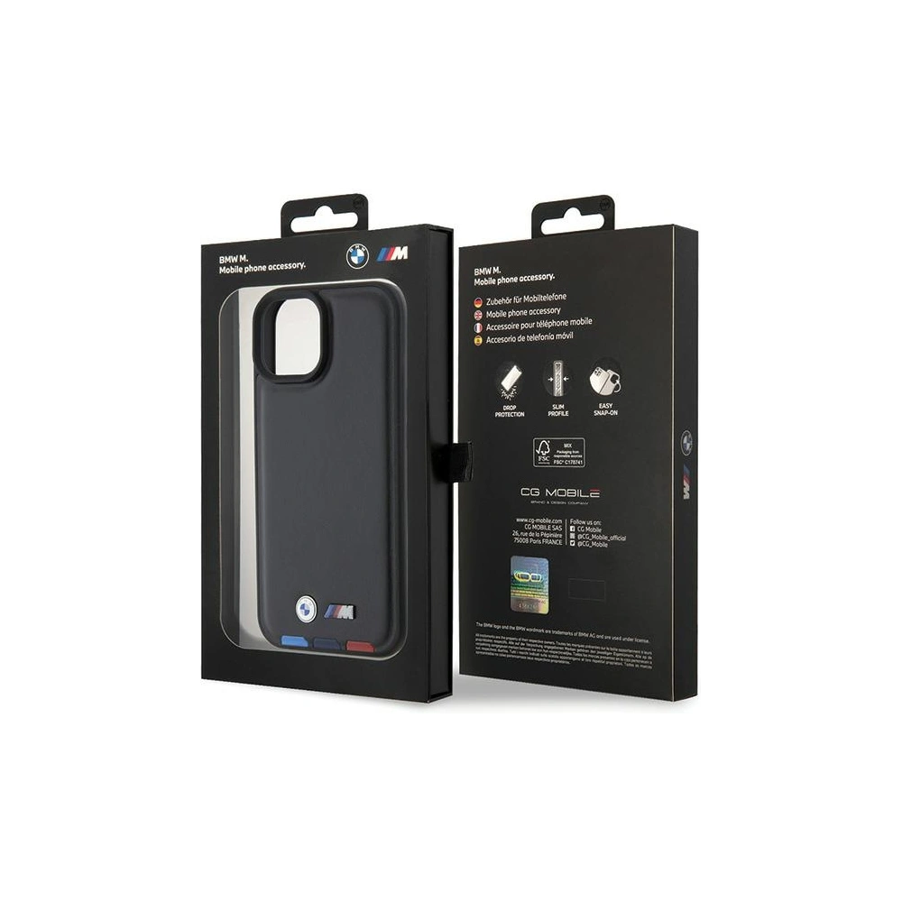 Hurtownia GSM - Etui BMW BMHCP15S22PTDK Apple iPhone 15 bőr bélyeg trikolor fekete/black - BMW520 - {ean13} - Hurt