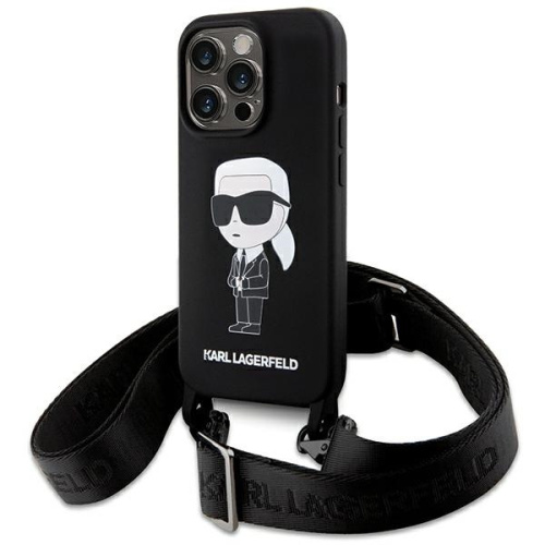 Karl Lagerfeld Distributor - 3666339167455 - KLD1737 - Karl Lagerfeld KLHCP15LSCBSKNK Apple iPhone 15 Pro hardcase Crossbody Silicone Ikonik black - B2B homescreen