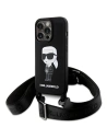 Etui Karl Lagerfeld KLHCP15LSCBSKNK Apple iPhone 15 Pro hardcase Crossbody Silicone Ikonik černý/black