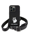 Etui Karl Lagerfeld KLHCP15SSCBSCNK Apple iPhone 15 keménytok Crossbody Szilikon Choupette fekete/black
