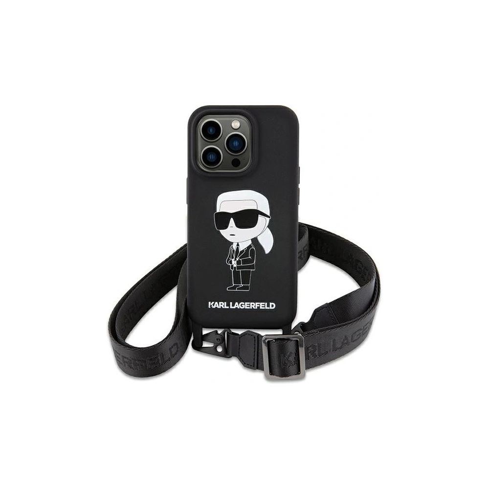 Etui Karl Lagerfeld KLHCP15SSCBSKNK Apple iPhone 15 hardcase Crossbody Silicone Ikonik negru/black