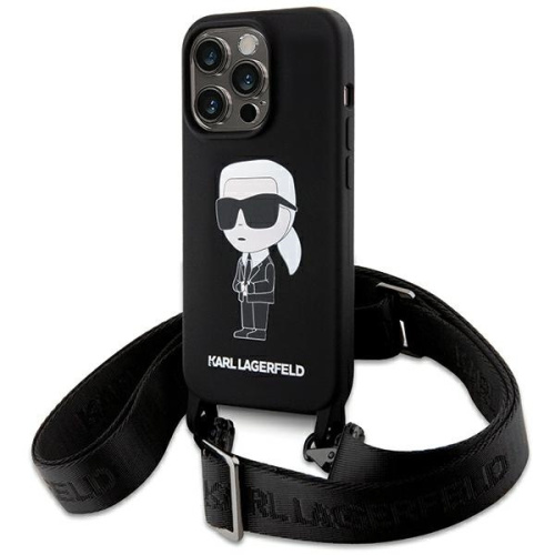 Karl Lagerfeld Distributor - 3666339167462 - KLD1741 - Karl Lagerfeld KLHCP15XSCBSKNK Apple iPhone 15 Pro Max hardcase Crossbody Silicone Ikonik black - B2B homescreen