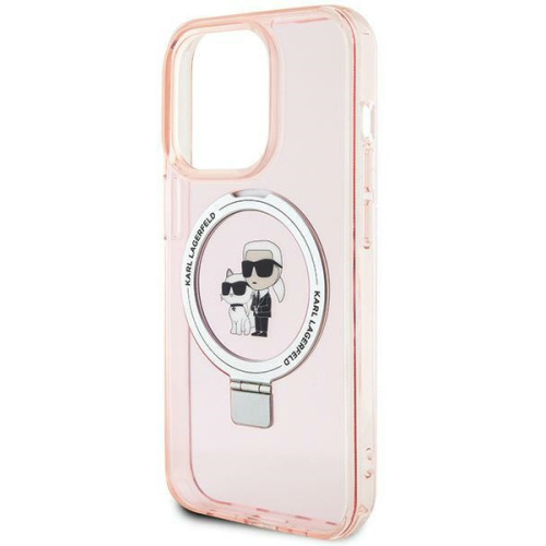 Karl Lagerfeld Distributor - 3666339169015 - KLD1743 - Karl Lagerfeld KLHMP15LHMRSKCP Apple iPhone 15 Pro hardcase Ring Stand Karl&Choupettte MagSafe pink - B2B homescreen