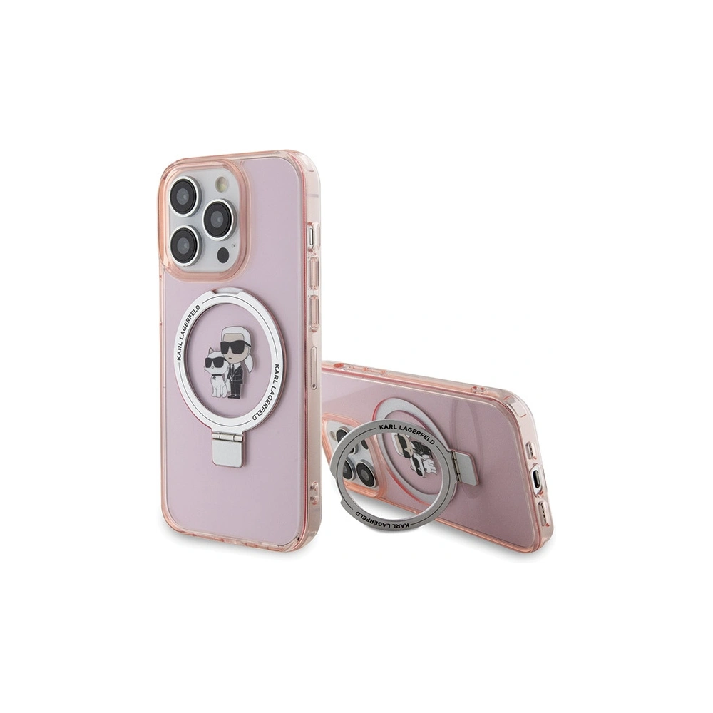 Hurtownia GSM - Case Karl Lagerfeld KLHMP15LHMRSKCP Apple iPhone 15 Pro Hardcase Ring Stand Karl&Choupettte MagSafe rosa/pink - KLD1743 - {ean13} - Hurt