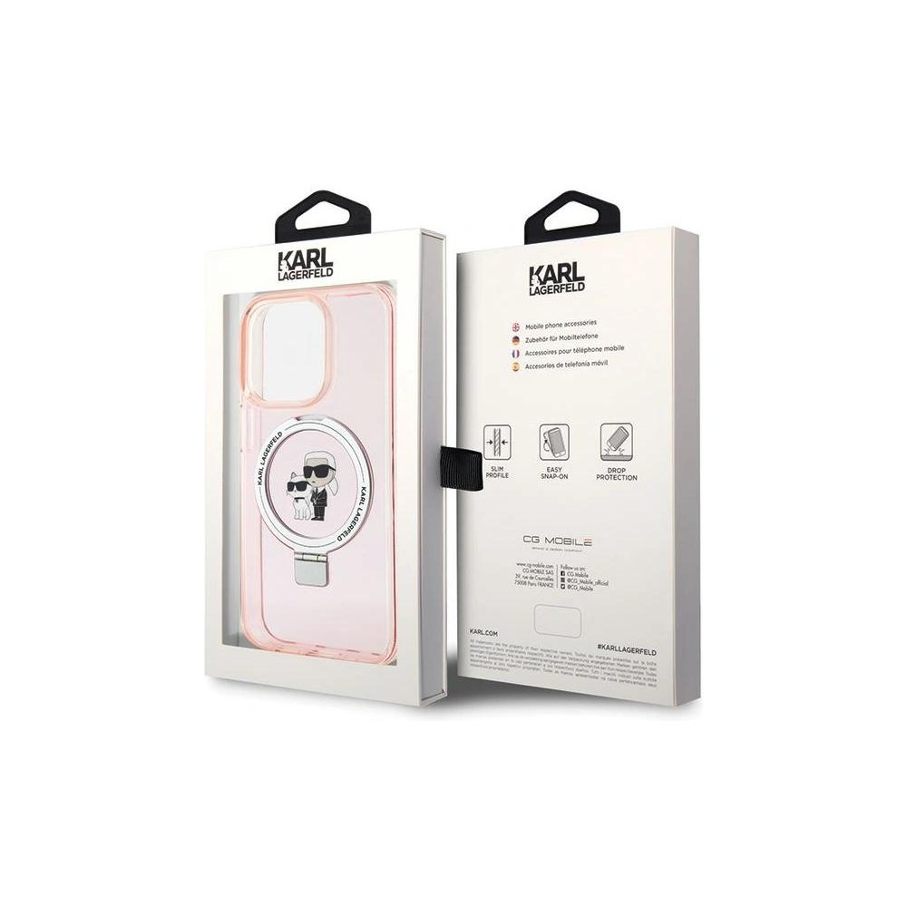 Wholesale Karl Lagerfeld KLHMP15LHMRSKCP Apple iPhone 15 Pro hardcase Ring Stand Karl&Choupettte MagSafe pink - KLD1743 - {ean13} - Hurt