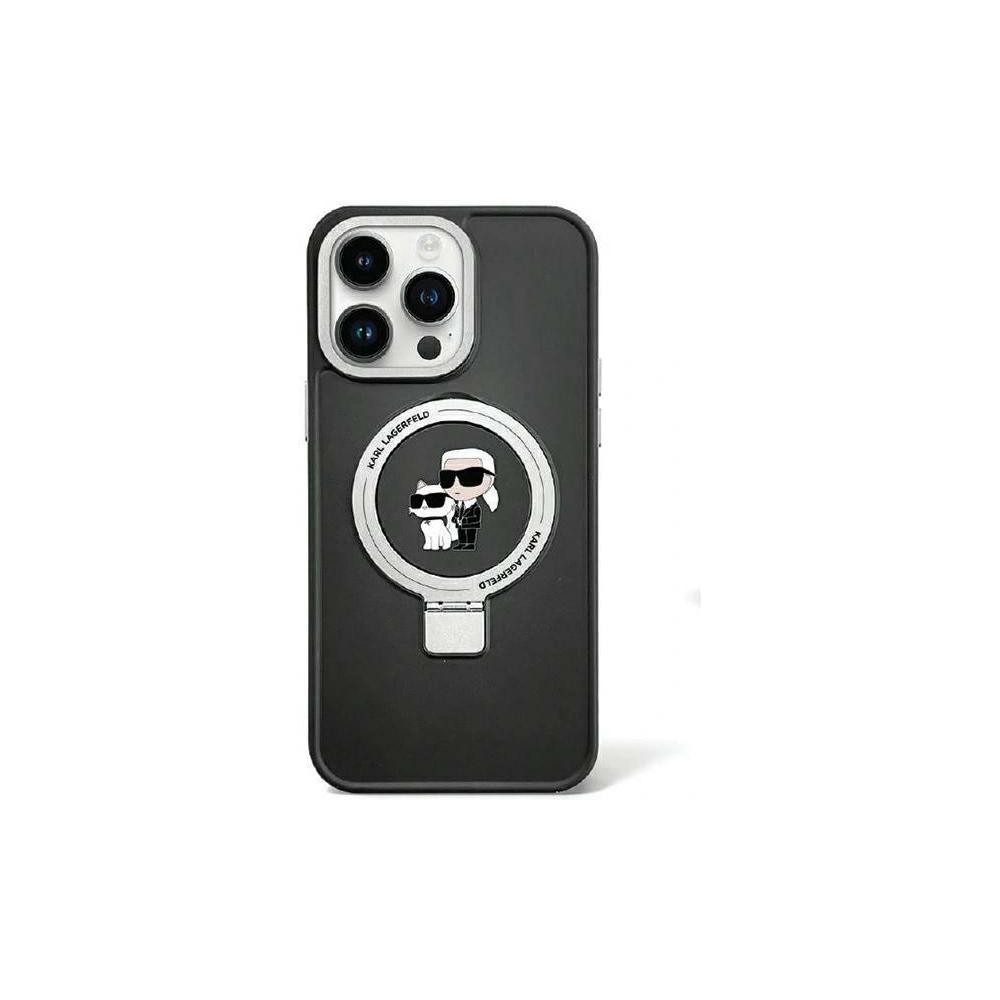 Etui Karl Lagerfeld KLHMP15SHMRSKCK Apple iPhone 15 hardcase Ring Stand Karl&Choupettte MagSafe negru/black