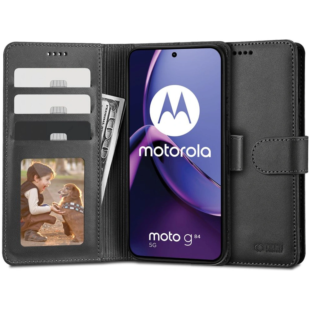 Hurtownia GSM - Etui Tech-protect Wallet Motorola Moto G84 5G Negru - THP2371 - {ean13} - Hurt