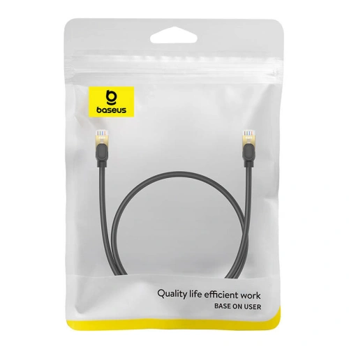 Kabel sieciowy Baseus kat. 8 Ethernet RJ45, 40Gbps, 0,5m (czarny)