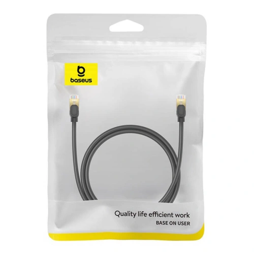 Kabel sieciowy Baseus kat. 8 Ethernet RJ45, 40Gbps, 1m (czarny)