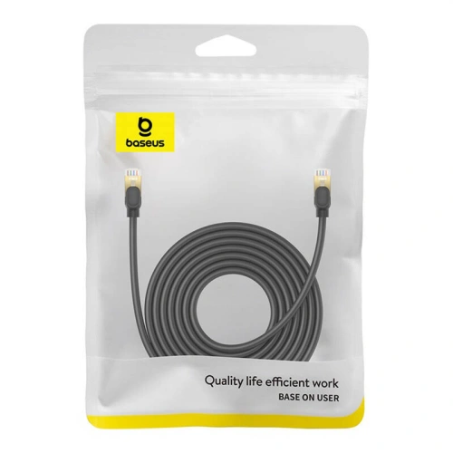 Kabel sieciowy Baseus kat. 8 Ethernet RJ45, 40Gbps, 8m (czarny)