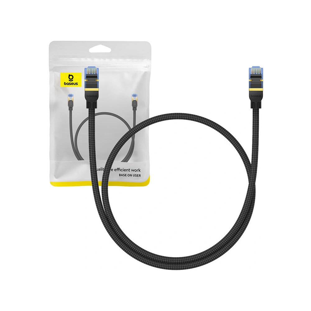 Hurtownia GSM - Kabel síťový Baseus v opletení kat. 7 Ethernet RJ45, 10Gbps, 0,5m (černý) - BSU4686 - {ean13} - Hurt