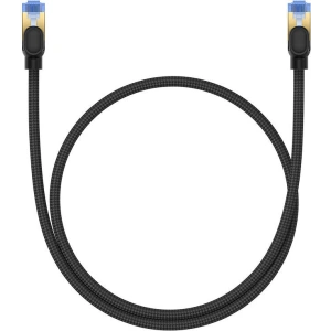 Kabel sieciowy Baseus w oplocie kat. 7 Ethernet RJ45, 10Gbps, 0,5m (czarny)