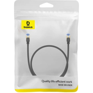 Kabel sieciowy Baseus w oplocie kat. 7 Ethernet RJ45, 10Gbps, 0,5m (czarny)