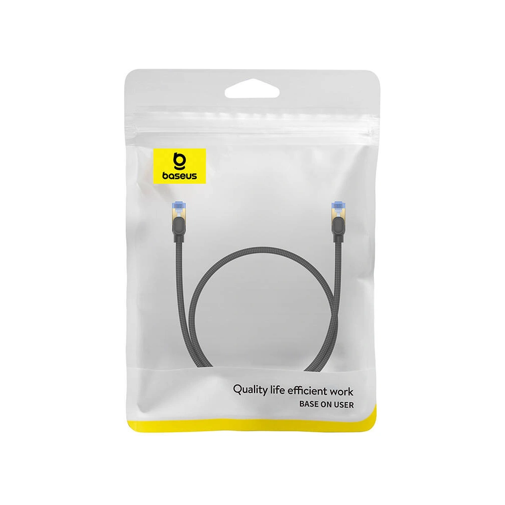 Hurtownia GSM - Kabel síťový Baseus v opletení kat. 7 Ethernet RJ45, 10Gbps, 0,5m (černý) - BSU4686 - {ean13} - Hurt