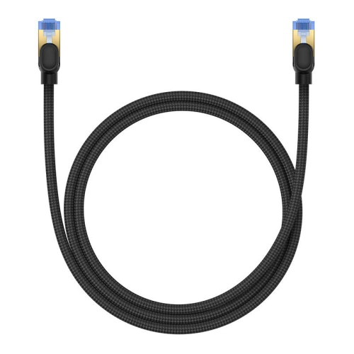 Kabel sieciowy Baseus w oplocie kat. 7 Ethernet RJ45, 10Gbps, 1m (czarny)