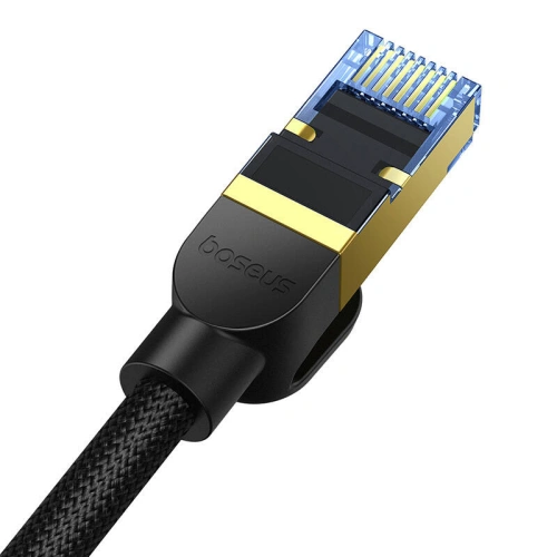 Kabel sieciowy Baseus w oplocie kat. 7 Ethernet RJ45, 10Gbps, 1m (czarny)