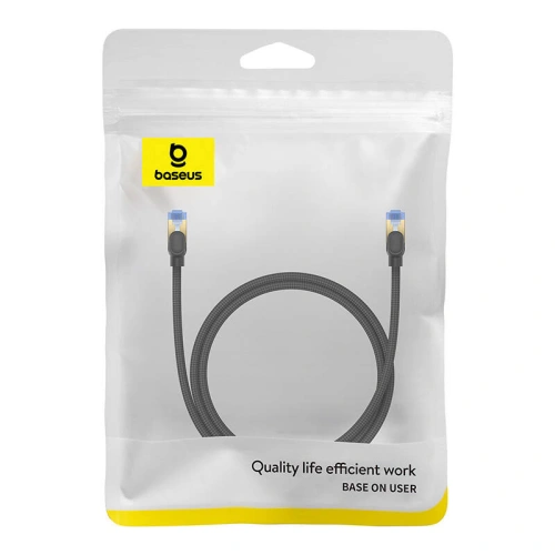 Kabel sieciowy Baseus w oplocie kat. 7 Ethernet RJ45, 10Gbps, 1m (czarny)