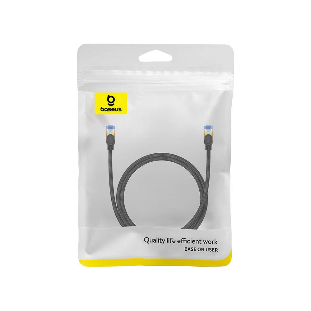 Hurtownia GSM - Kabel síťový Baseus v opletu kat. 7 Ethernet RJ45, 10Gbps, 1m (černý) - BSU4687 - {ean13} - Hurt