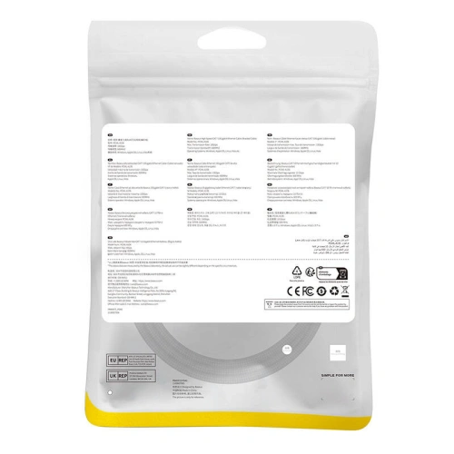 Kabel sieciowy Baseus w oplocie kat. 7 Ethernet RJ45, 10Gbps, 1m (czarny)