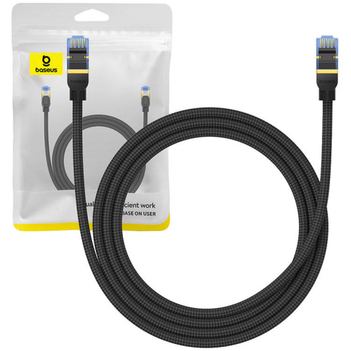 Baseus Distributor - 6932172646530 - BSU4688 - Baseus braided cat 7 Ethernet RJ45, 10Gbps, 1.5m network cable (black) - B2B homescreen