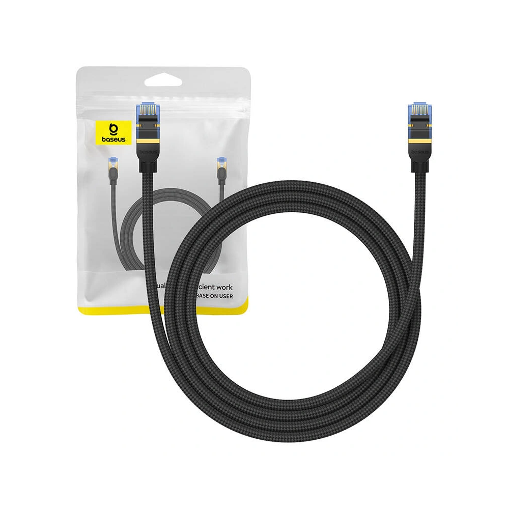 Hurtownia GSM - Síťový kabel Baseus v opletu kat. 7 Ethernet RJ45, 10Gbps, 1,5m (černý) - BSU4688 - {ean13} - Hurt