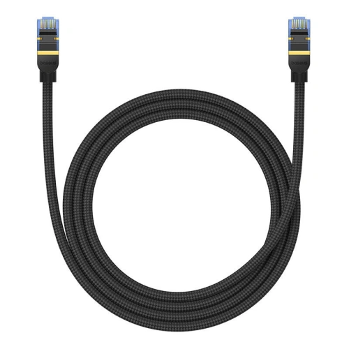 Kabel sieciowy Baseus w oplocie kat. 7 Ethernet RJ45, 10Gbps, 1,5m (czarny)