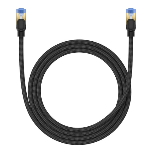 Kabel sieciowy Baseus w oplocie kat. 7 Ethernet RJ45, 10Gbps, 1,5m (czarny)