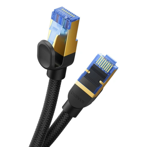 Kabel sieciowy Baseus w oplocie kat. 7 Ethernet RJ45, 10Gbps, 1,5m (czarny)