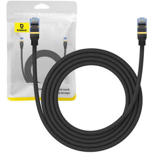 Baseus Distributor - 6932172646592 - BSU4689 - Baseus braided cat 7 Ethernet RJ45, 10Gbps, 2m network cable (black) - B2B homescreen