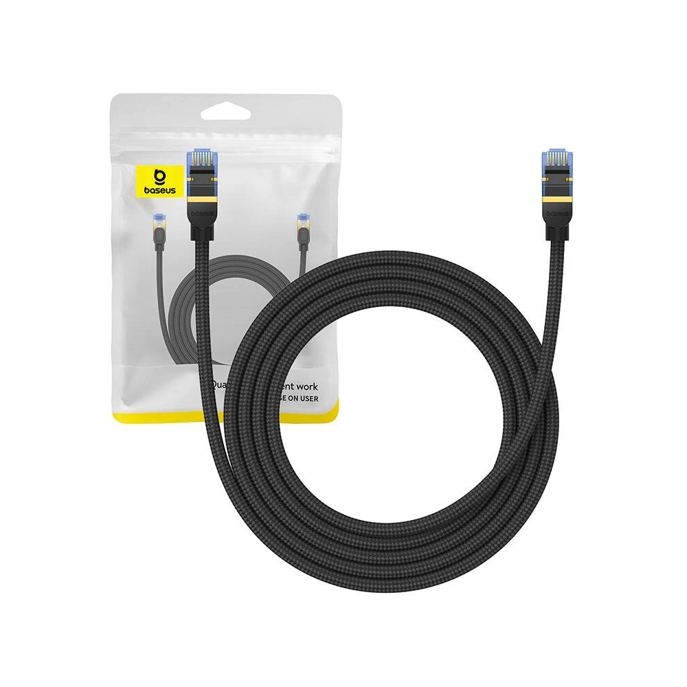 Hurtownia GSM - Kabel síťový Baseus v opletu kat. 7 Ethernet RJ45, 10Gbps, 2m (černý) - BSU4689 - {ean13} - Hurt