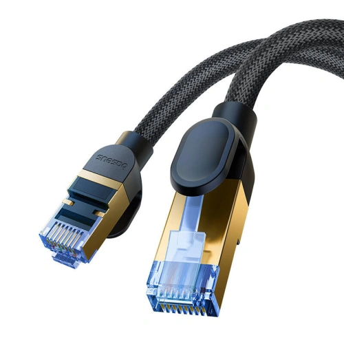 Kabel sieciowy Baseus w oplocie kat. 7 Ethernet RJ45, 10Gbps, 2m (czarny)