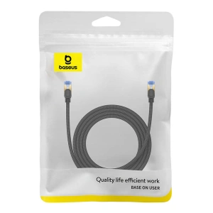 Kabel sieciowy Baseus w oplocie kat. 7 Ethernet RJ45, 10Gbps, 2m (czarny)