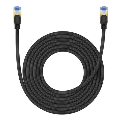 Kabel sieciowy Baseus w oplocie kat. 7 Ethernet RJ45, 10Gbps, 5m (czarny)
