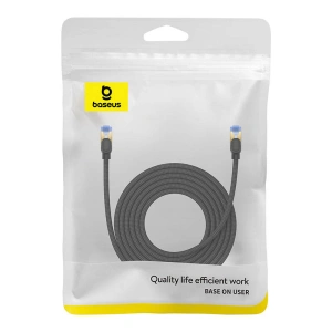 Kabel sieciowy Baseus w oplocie kat. 7 Ethernet RJ45, 10Gbps, 5m (czarny)