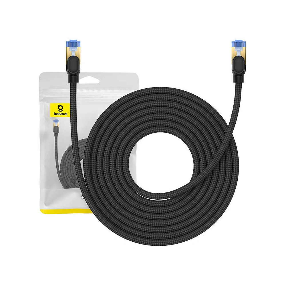 Hurtownia GSM - Kabel síťový Baseus v opletu kat. 7 Ethernet RJ45, 10Gbps, 8m (černý) - BSU4692 - {ean13} - Hurt