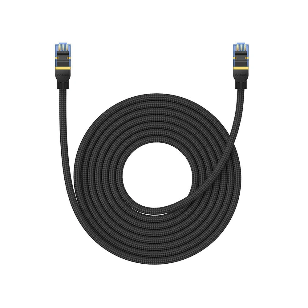Hurtownia GSM - Kabel síťový Baseus v opletu kat. 7 Ethernet RJ45, 10Gbps, 8m (černý) - BSU4692 - {ean13} - Hurt