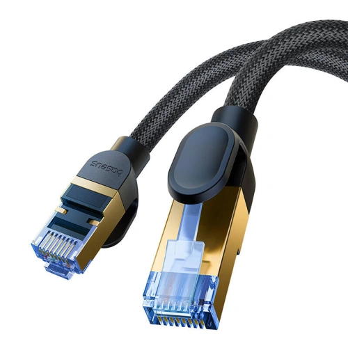 Kabel sieciowy Baseus w oplocie kat. 7 Ethernet RJ45, 10Gbps, 8m (czarny)