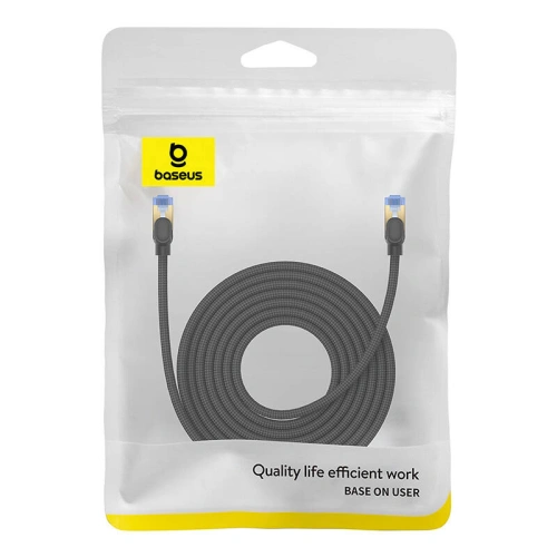 Kabel sieciowy Baseus w oplocie kat. 7 Ethernet RJ45, 10Gbps, 8m (czarny)