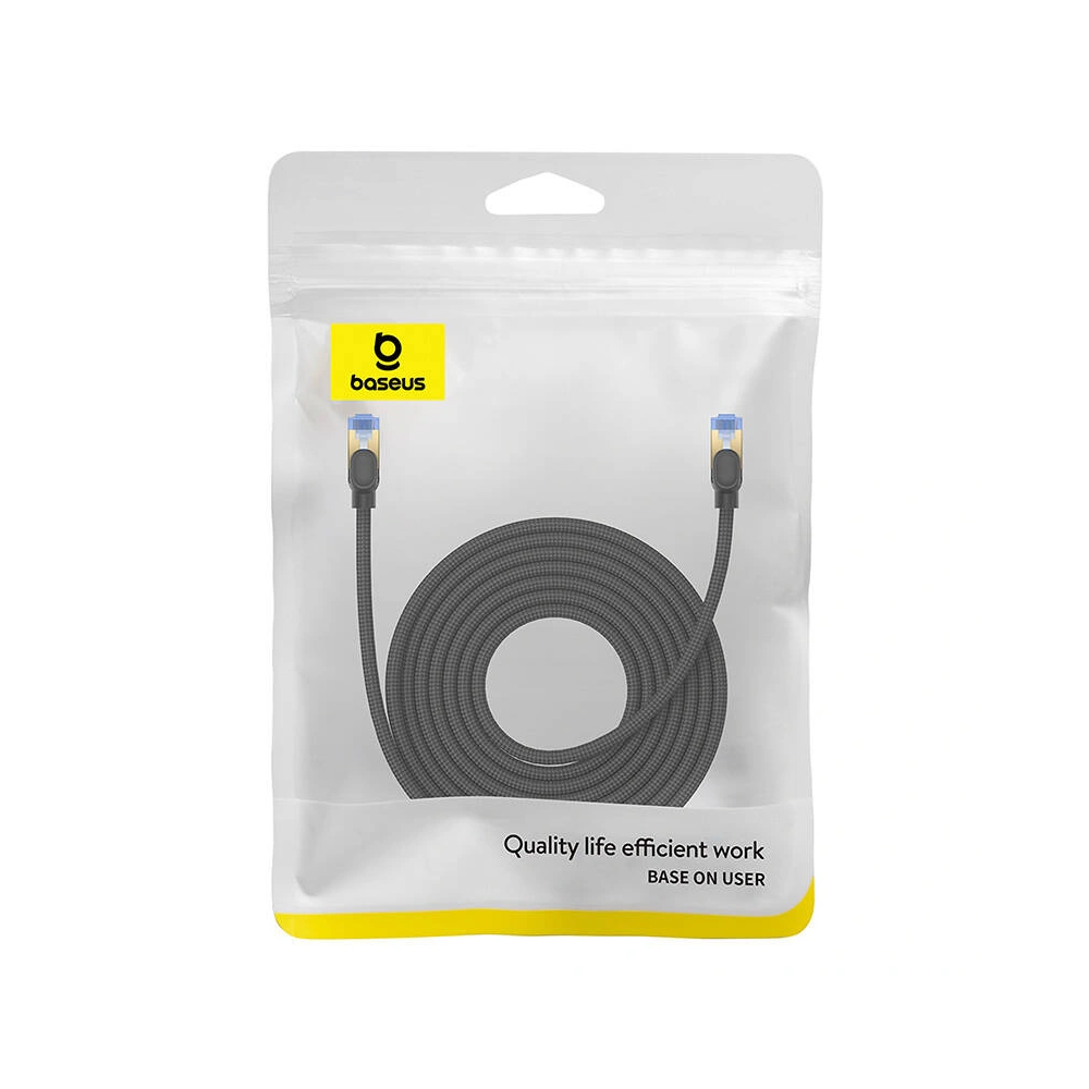 Hurtownia GSM - Kabel síťový Baseus v opletu kat. 7 Ethernet RJ45, 10Gbps, 8m (černý) - BSU4692 - {ean13} - Hurt