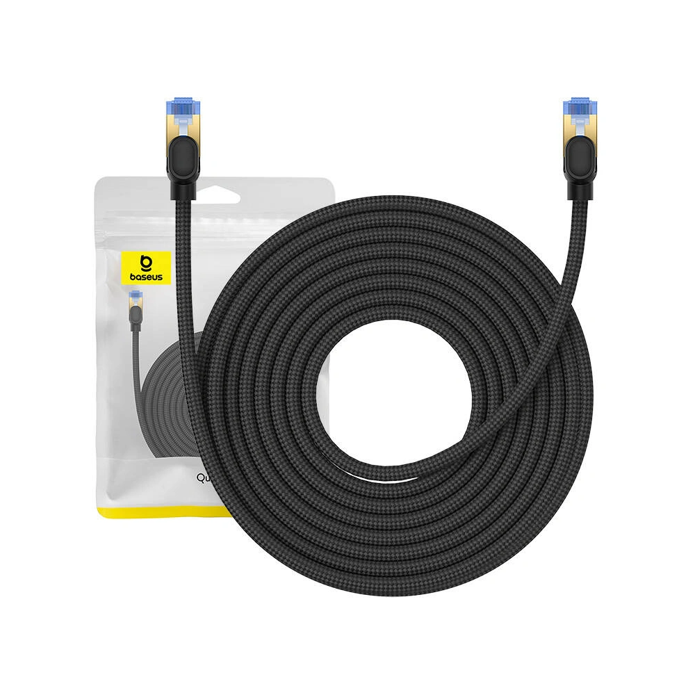 Hurtownia GSM - Kabel síťový Baseus v opletu kat. 7 Ethernet RJ45, 10Gbps, 10m (černý) - BSU4693 - {ean13} - Hurt
