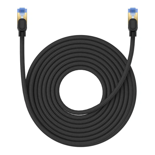Kabel sieciowy Baseus w oplocie kat. 7 Ethernet RJ45, 10Gbps, 10m (czarny)