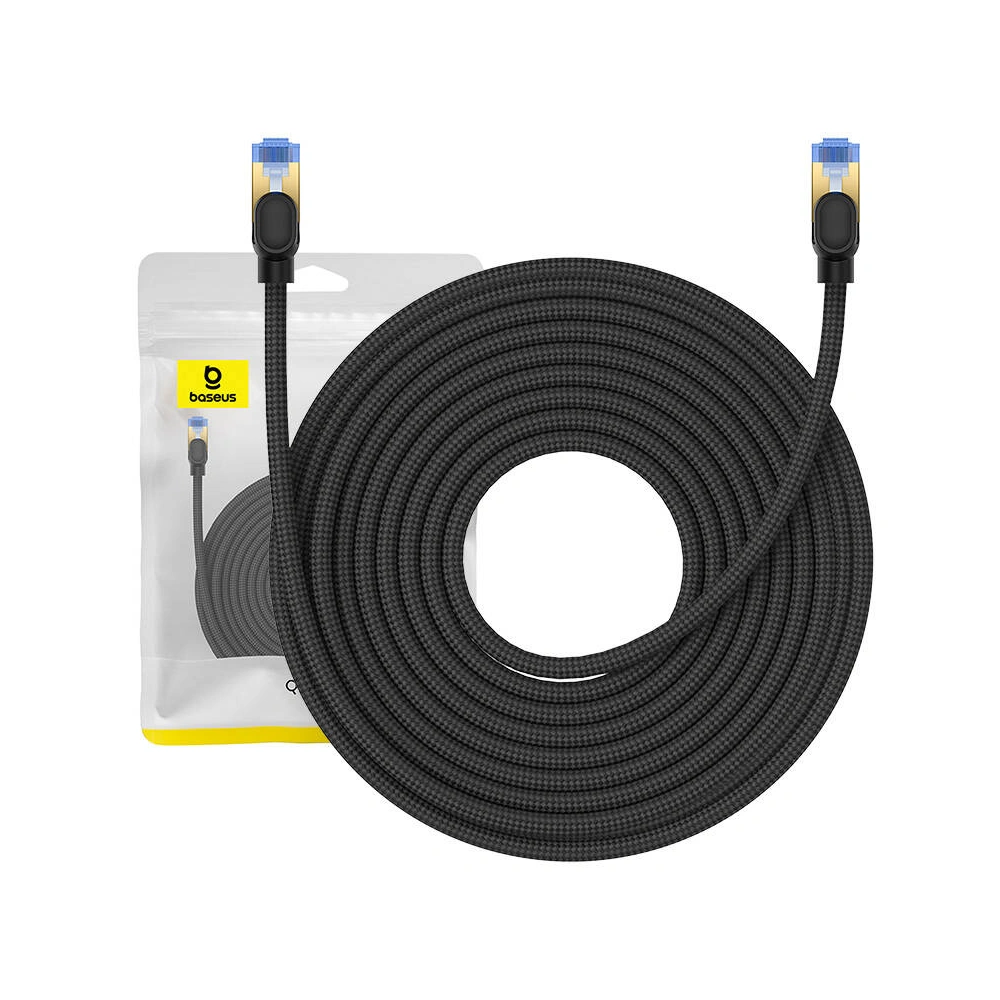 Hurtownia GSM - Kabel síťový Baseus v opletu kat. 7 Ethernet RJ45, 10Gbps, 15m (černý) - BSU4694 - {ean13} - Hurt