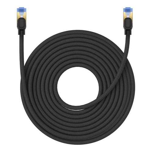Kabel sieciowy Baseus w oplocie kat. 7 Ethernet RJ45, 10Gbps, 15m (czarny)