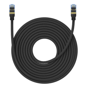 Kabel sieciowy Baseus w oplocie kat. 7 Ethernet RJ45, 10Gbps, 15m (czarny)