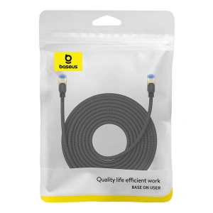 Kabel sieciowy Baseus w oplocie kat. 7 Ethernet RJ45, 10Gbps, 15m (czarny)