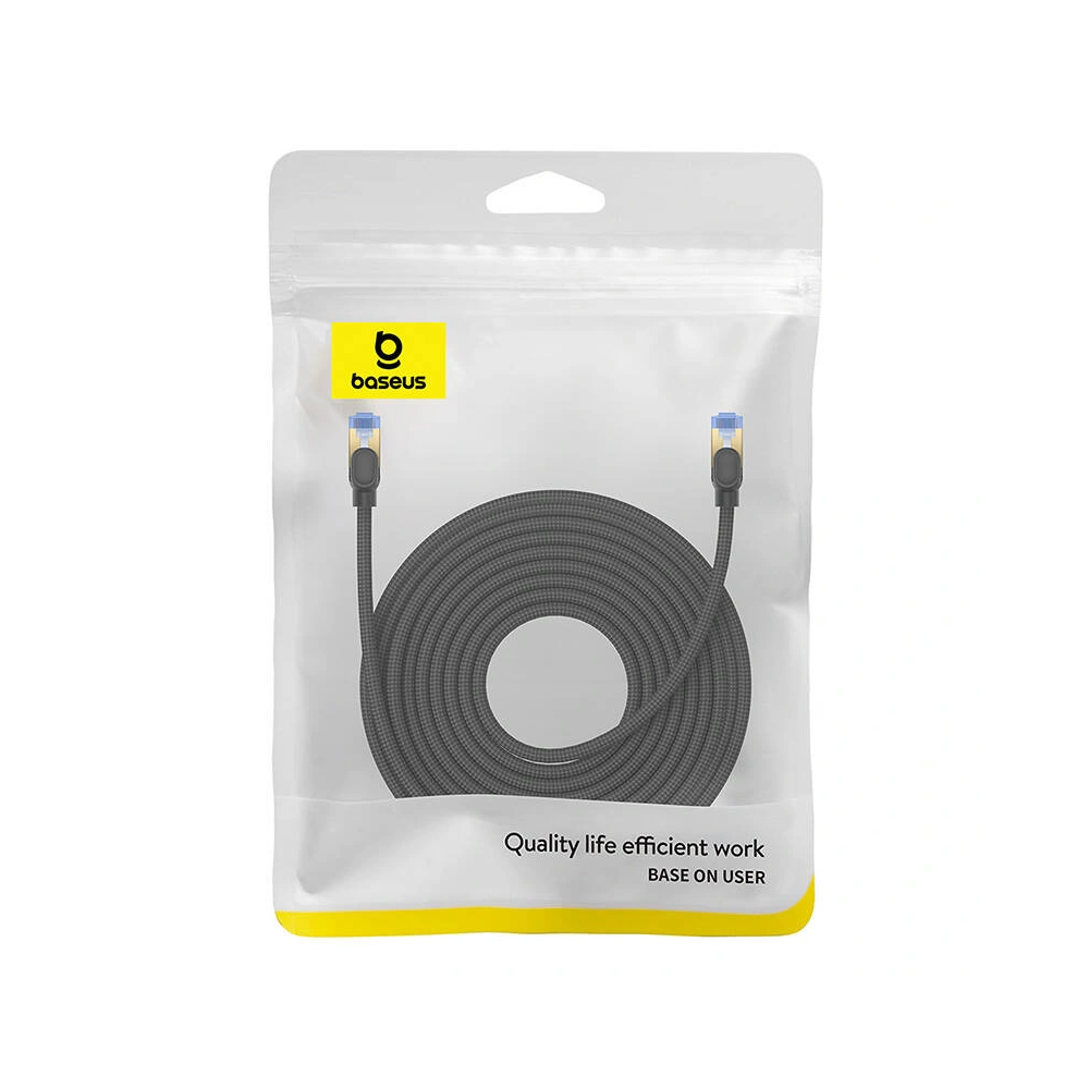 Hurtownia GSM - Kabel síťový Baseus v opletu kat. 7 Ethernet RJ45, 10Gbps, 15m (černý) - BSU4694 - {ean13} - Hurt