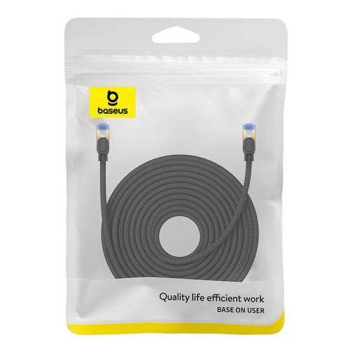 Kabel sieciowy Baseus w oplocie kat. 7 Ethernet RJ45, 10Gbps, 20m (czarny)